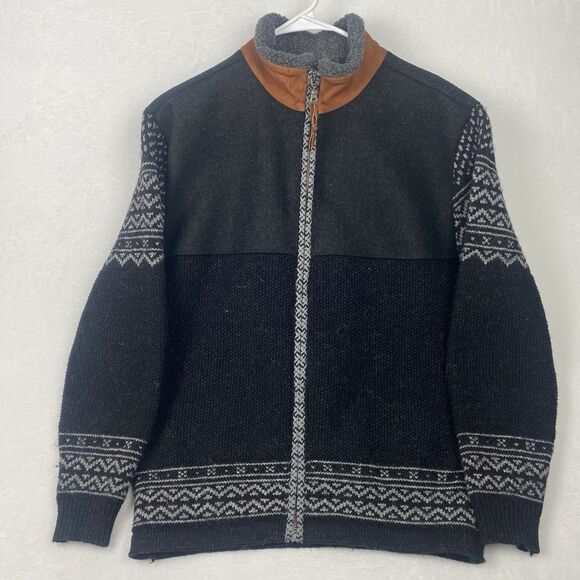 Vintage Scandinavian Score Design Wool Jacket Adult Small Gray Full Zip Norway